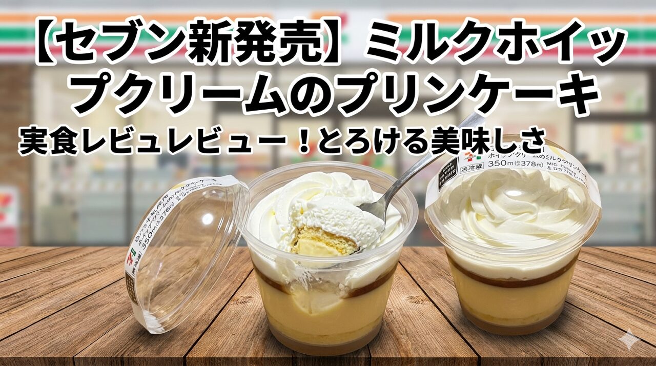 セブン-ミルクホイップクリームのプリンケーキ-コンビニのスイーツ 実食レビュー