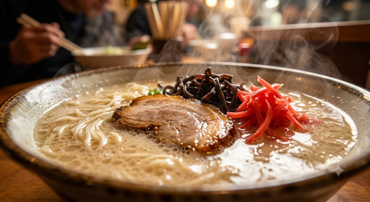 白濁した濃厚スープが特徴の豚骨ラーメン
