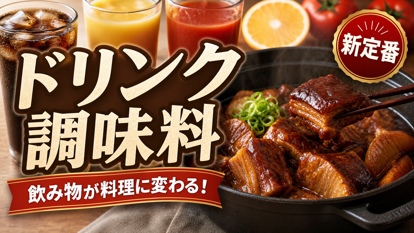 飲み物を調味料として使う料理を紹介するアイキャッチ