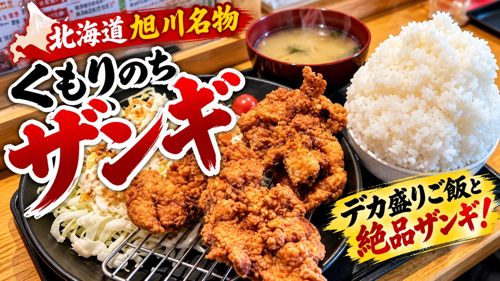 北海道旭川名物 くもりのちザンギ定食 デカ盛りご飯と絶品ザンギ