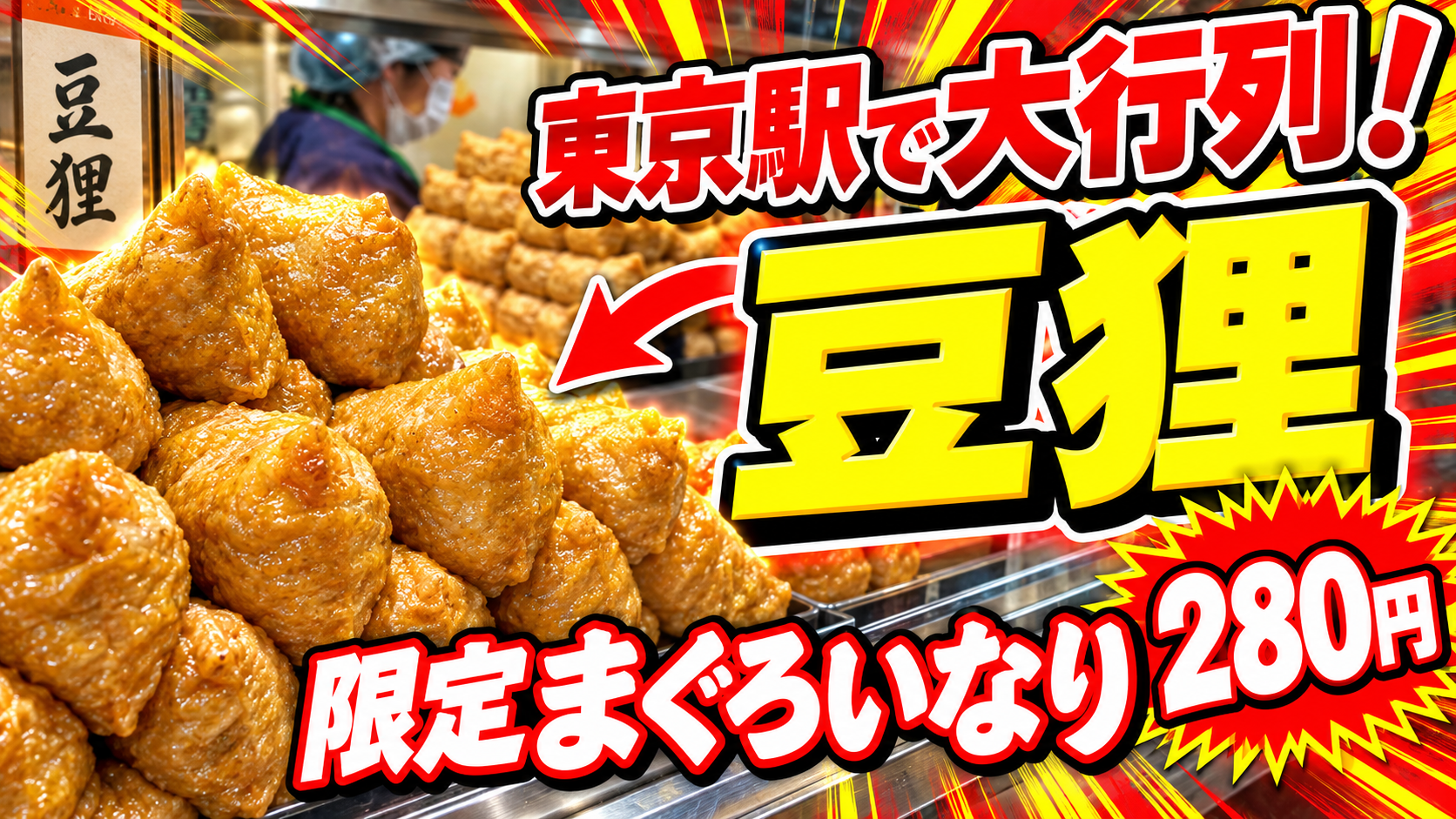 東京駅で大行列の豆狸いなり寿司と限定まぐろいなり280円