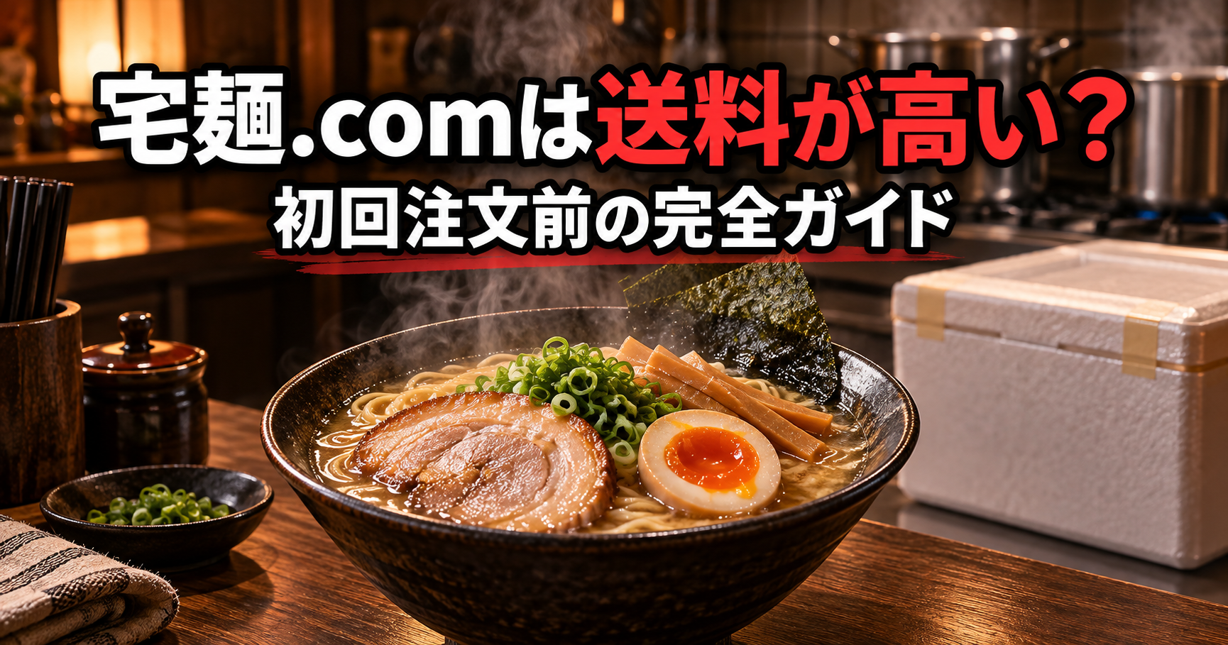 宅麺.comの送料・選び方・作り方を案内するアイキャッチ